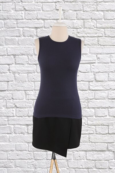 DİVİSTA Γυναικείο μπλουζάκι σε μπλε ναυτικό χρώμα πλέξη ριμπ