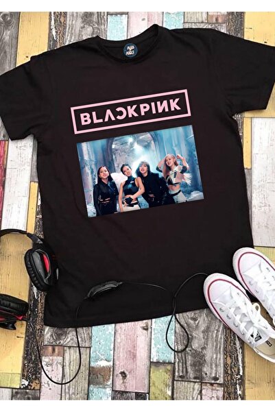 RYO FASHİON Black Pink Group Anime Black Short Sleeve Children's T-Shirt Unisex