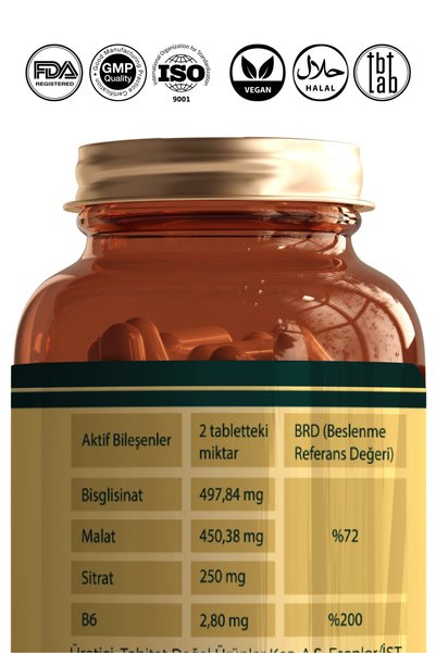 Tabitat Doğal Magnesium Bisglycinate/Malate/Citrate Vitamin B6 - Vitamin B12 Drops