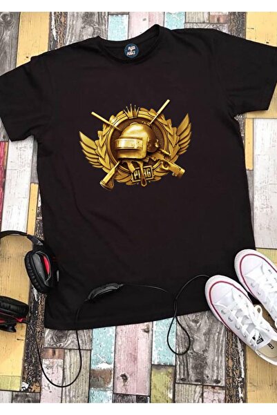 RYO FASHİON PUBG Printed Special Design Black Short Sleeve Children's T-Shirt...