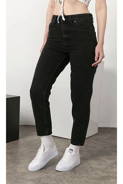 LAMİRAMOOD Μαύρο Mom Jean Jeans Παντελόνι δεν εμφανίζει IC Ευέλικτο γυναικείο τζιν