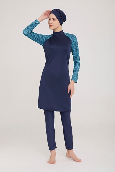Remsa Mayo Lycra Fully Covered Hijab Swimsuit Aksa 2 9016 Dark Navy Blue Remsa Swimsuit