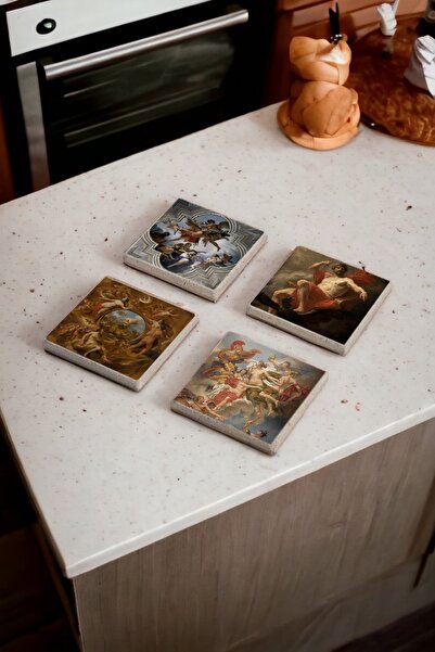 Baumatelier Greek God and Mythology Themed Natural Stone Travertine Coasters ...