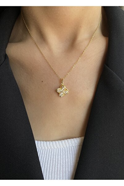 İNN JEWELLERY Women's 316 L Steel Tarnish Resistant Antiallergic Gold Color Necklace with Rotating Stress Figure