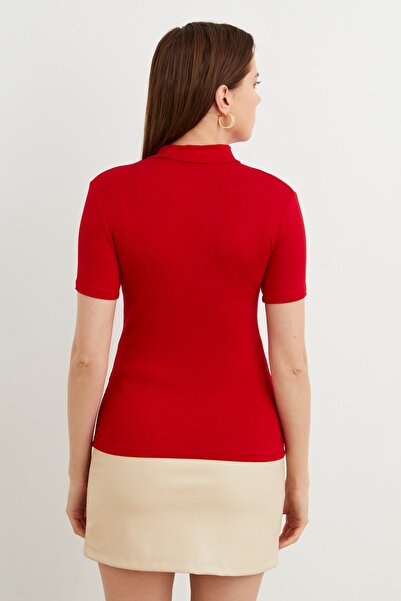 Yefrastore Women's Red Short Sleeve Blouse