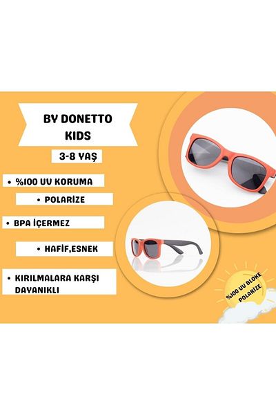 By Donetto Matte Red Black 3-8 Years - 100% UV Protection Polarized Children's Sunglasses