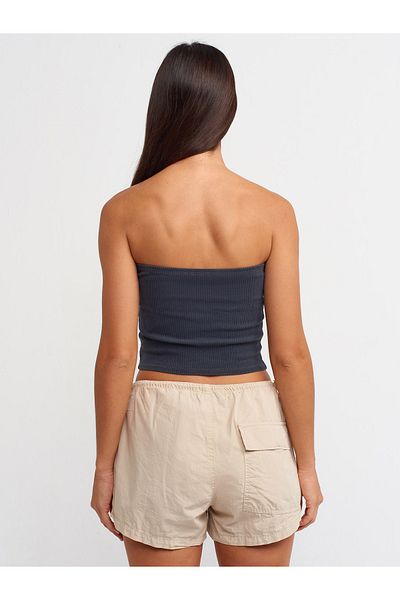 Dilvin 20674 Washed Crop Top-Anthracite