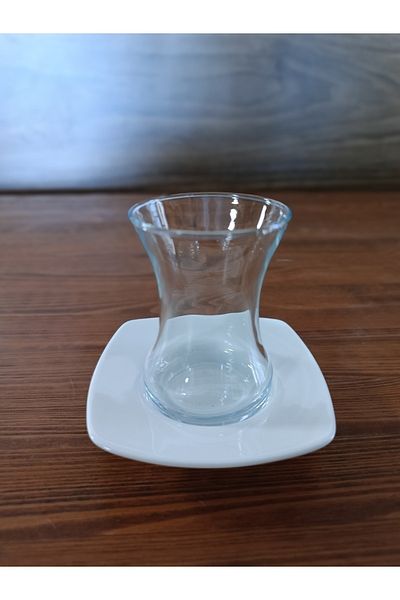 Bonna Porselen Karem 6-Piece 10.5 cm Glass Cup Plate - Krm01Cbt