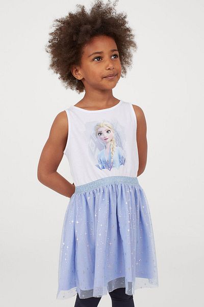 Pink Hippo Kids Girl's Frozen Elsa Printed Skirt Tulle Dress