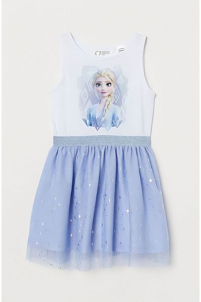 Pink Hippo Kids Girl's Frozen Elsa Printed Skirt Tulle Dress