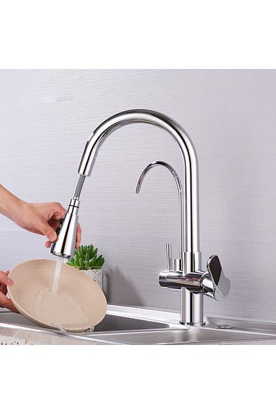 OEM Kitchen Sink Faucet Dual Flow Water Purification Outlet Digital Temperature Led Fountain Touch Imported