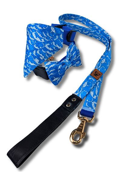 UTDpet Waves Standard Dog Collar Set and Accessories (with scarf and bow tie)