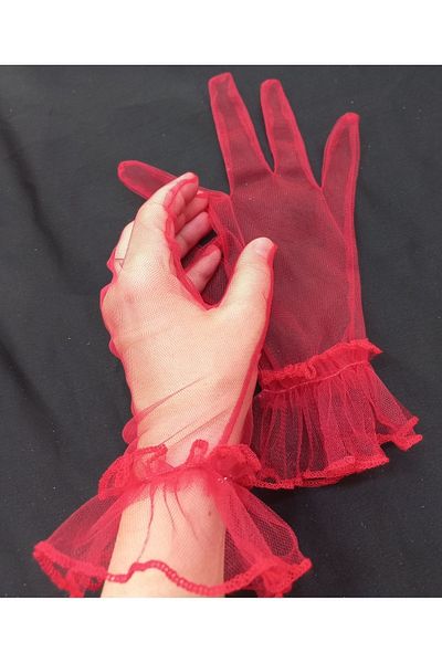 es moda shop Bella evening dress bridal gloves short red