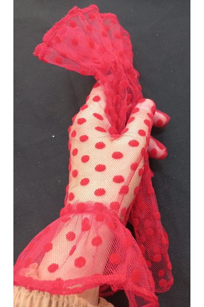 es moda shop Lara Polka Dot Evening Dress Bridal Gloves Red