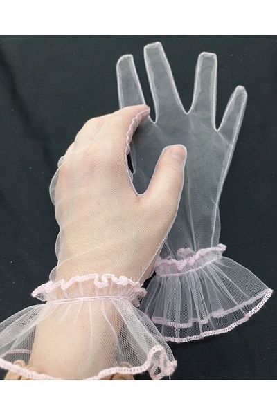 es moda shop Bella evening dress bridal gloves short baby pink