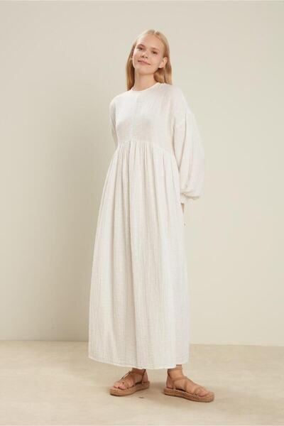 Manuka Ecru Color - Oversize Muslin Dress