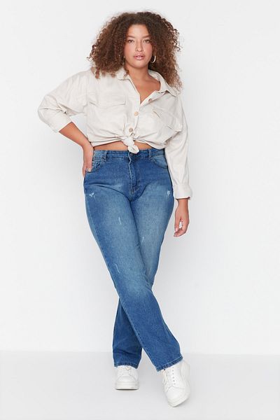 Trendyol Curve Világoskék magas derekú bootcut farmer TBBAW23CJ00011