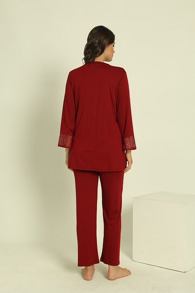 Miss Dünya Lissa Claret Red Maternity Short Sleeve Maternity and Pregnant Pajamas Set