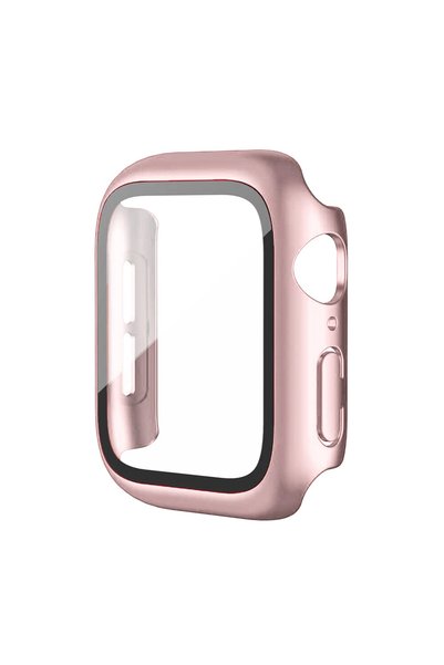 Quse Apple Watch Seri 3-2 38mm Uyumlu Ekran Ve Kasa Koruyucu Rose Gold