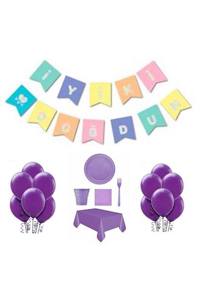 Mini Parti MINI PARTY STORE PURPLE BIRTHDAY SET 25 PERSON
