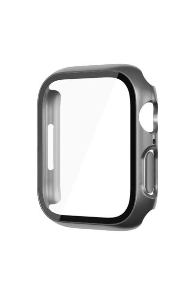 Quse Apple Watch Seri 9-8-7 45mm Uyumlu Ekran Ve Kasa Koruyucu Uzay Grisi