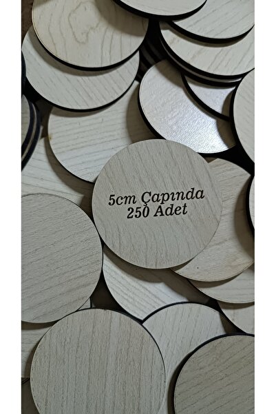 wooden gift design 5 cm çapında yuvarlak 250 adet akçaağaç krem renk 3 mm mdf...