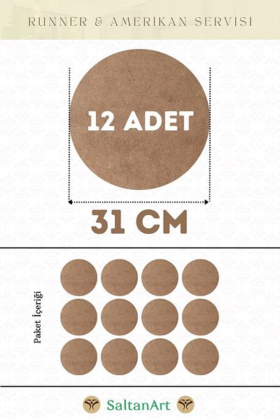 SaltanArt 31 εκ. Διάμετρος 12 τμχ Φόρτες American Service Runner MDF Drolit Magnet Six Ξύλο 3 χιλιοστά (2,7 χιλιοστά) Πάχος