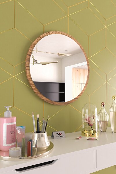 Victor Vallery Ahşap Dekoratif Yuvarlak Duvar Aynası Salon Antre Ofis Salon W...