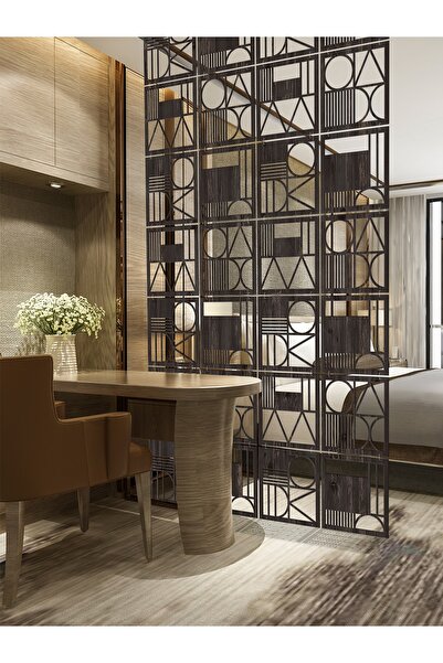 standarts Makta ® Lazer Kesim Sarkıt Paravan, Ahşap Seperatör, Oda Bölücü 4'lü Panel Levha Seti