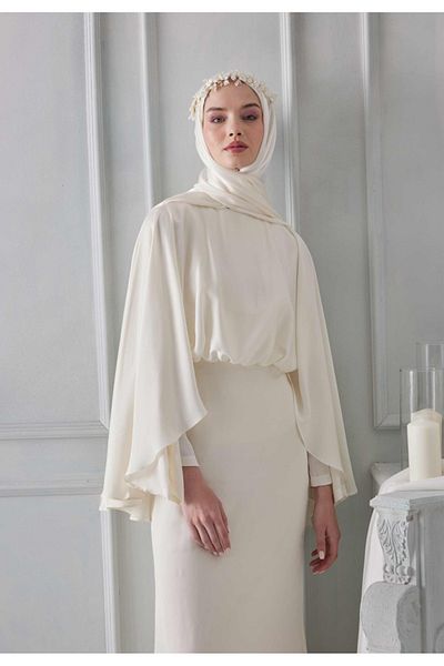 ŞURA ŞAL PEARL [CREAM] COLOR SHAWL WITH PEARL OF PEARL JANJAN