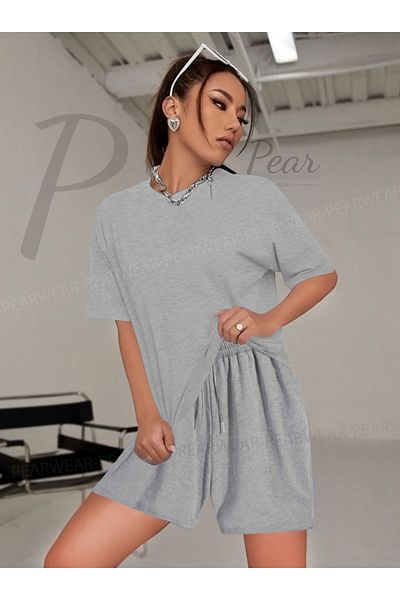 Pear Wear Women's Oversize T-Shirt Shorts Double Set
