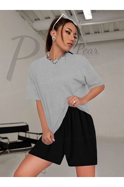Pear Wear Women's Oversize T-Shirt Shorts Double Set