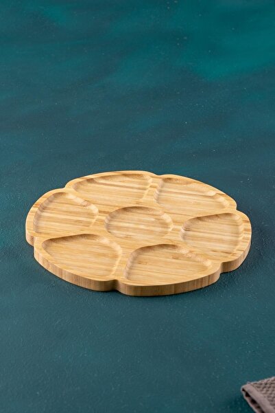 ACAR Bambu 7 Bölmeli Sunumluk Çerezlik Kahvaltılık 30 Cm Acr-047