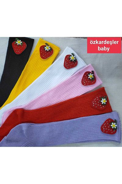 ÖZKARDEŞLER BABY Бебешки и детски чорапи до коляното от филц, ягода, 6 броя