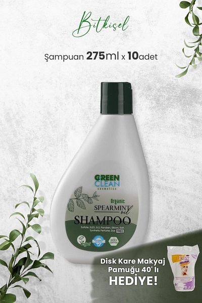 Green Clean Spearmint Shampoo - 275 Ml X 10 Pieces and Gift