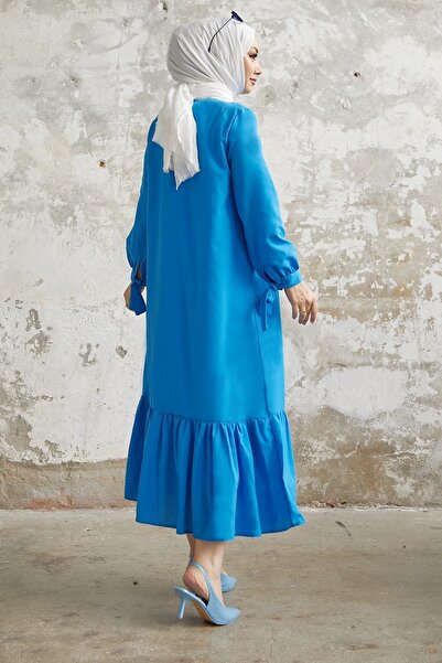 InStyle Yena Dress with Robe and Tie-up Sleeves - Blue