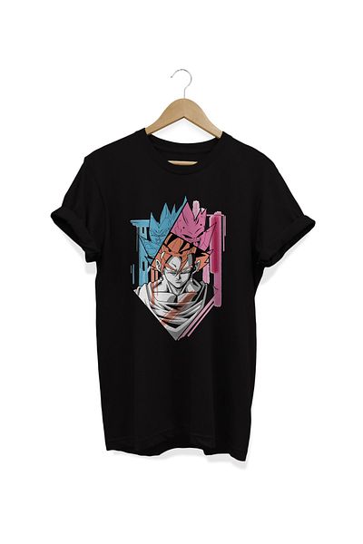 remonz Μαύρο μπλουζάκι Dragonball Goku Vegeta Kid Buu με στάμπα