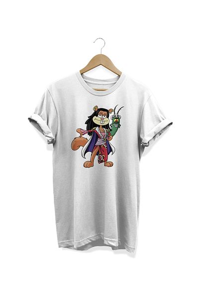 remonz SpongeBob One Piece Boa Hancock Printed White T-shirt