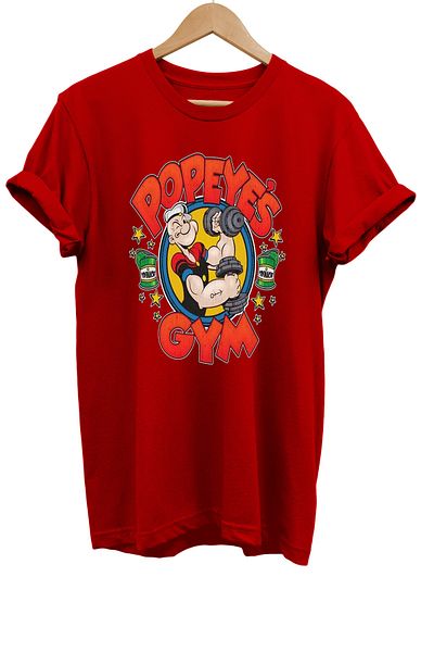 remonz Μπλουζάκι Popeye Popeye Gym με στάμπα 100% βαμβάκι Basic T-shirt κανονικού μεγέθους