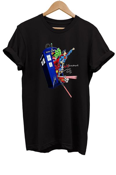 remonz Super Heroes εμπριμέ 100% βαμβακερό μπλουζάκι Basic T-shirt κανονικού μεγέθους