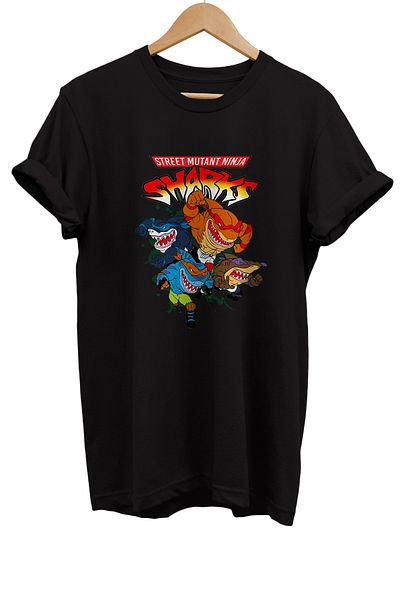 remonz Μπλουζάκι Ninja Sharks με στάμπα 100% βαμβακερό Basic T-shirt κανονικού μεγέθους