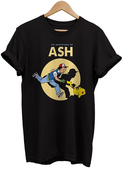 remonz Μπλουζάκι Pokemon Ash Pikachu με στάμπα 100% βαμβακερό Basic T-shirt κανονικού μεγέθους