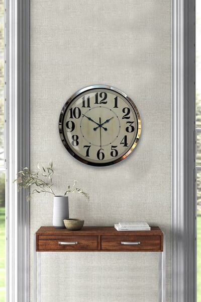 Platin Saat 40 cm Metal Retro Duvar Saati