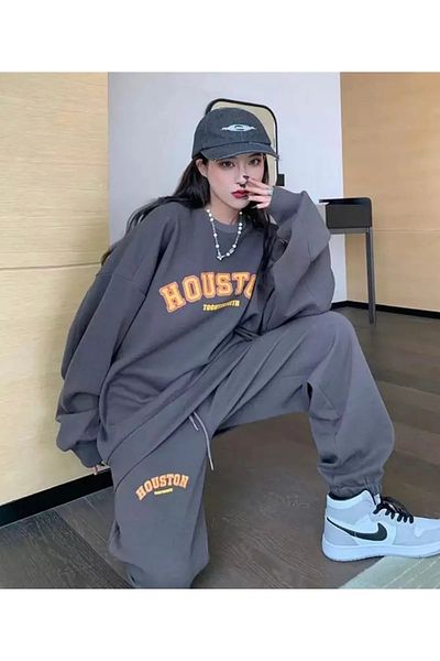 Keywest Σετ φόρμας Unisex Special Design Crew Neck Houston με στάμπα oversize