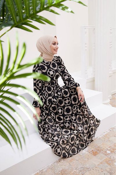 Neşeli Butik women's new season islamic dress with belt SMS016