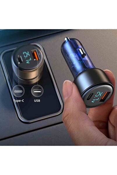 Rock Araç Içi Şarj Aleti - Siyah Pd 72w Usb To Type-c 2 Çıkışlı