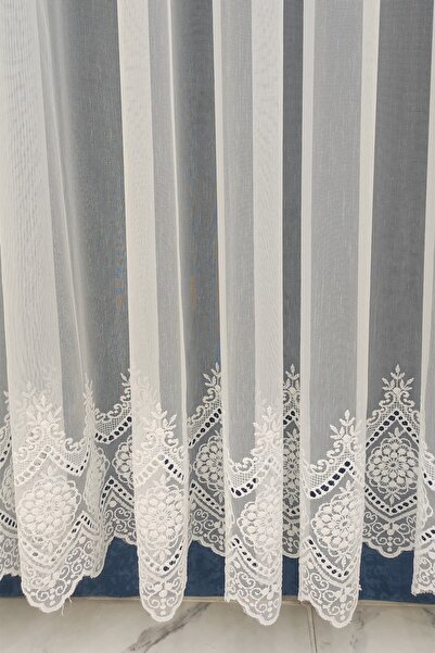 evihtiyaclarim by IOC Tulle Curtain Linen Look Floor Does Not Require Ironing New Season Skirt Embroidered 1 x 2 Sparsely Pleated Tulle Curtain