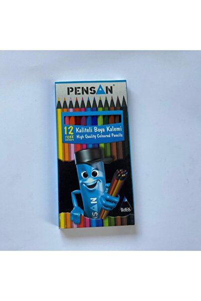 Pensan BÜYÜK BOY 12 RENK KALİTELİ KURU BOYA KALEMİ