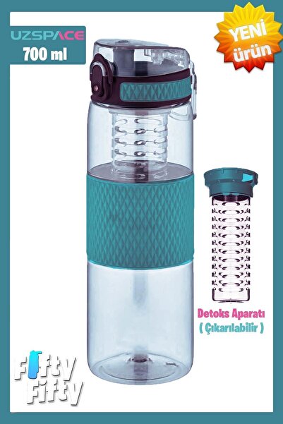 Uzspace جسم سيليكون 700 مل - زجاجة مياه تريتان مع جهاز التخلص من السموم