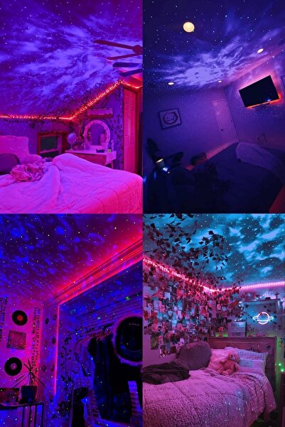 PİNK İTHALAT Starry Projektör Hoparlör Gece Lambası